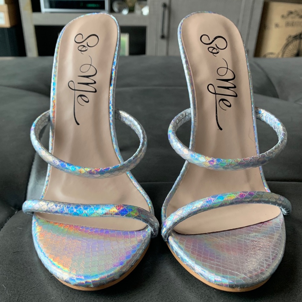 Silver So Me heeled sandals